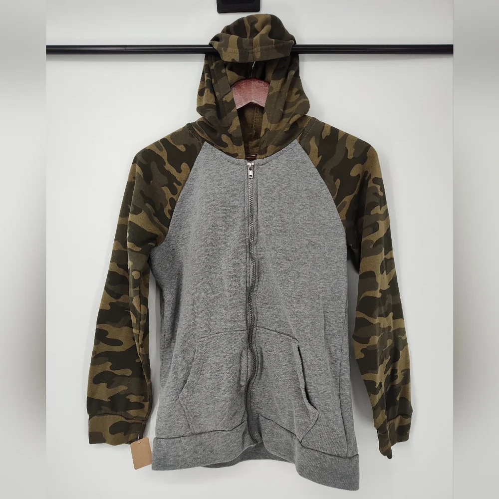 Old Navy Gray And Camo Zippered Hoodie Size X Large, 14-16